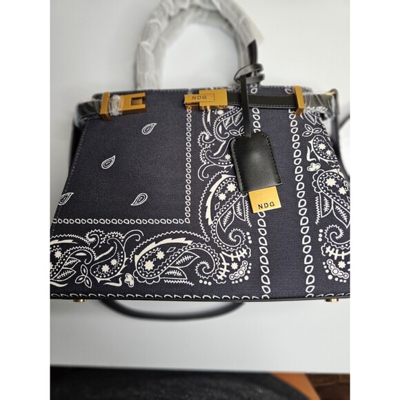 NDG Jeanne 300MM Black Bandana Top Handle Bag Women Pocketbook - Picture 12 of 14